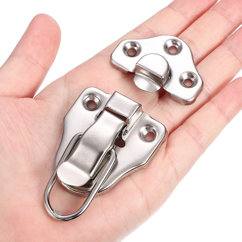 2 Pack Retro Style Duckbilled Toggle Hasp Latch with Mounting Screw, Silver