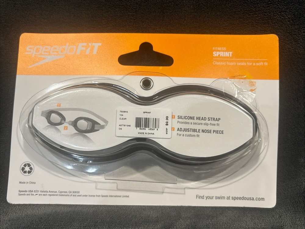 New Speedo Sprint Swim Goggle Clear