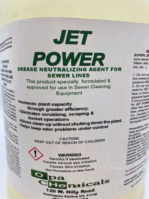 JET POWER GREASE NEUTRALIZER FOR SEWER LINES