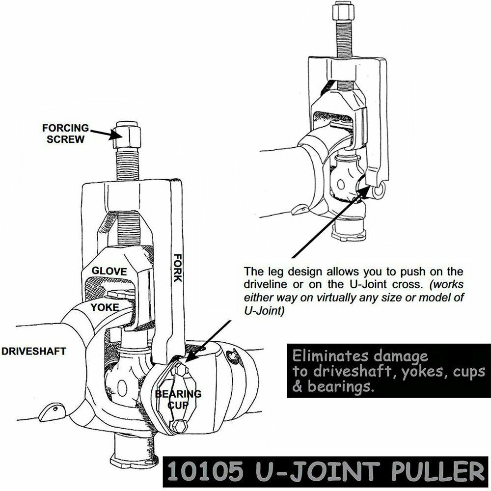 10105 U-Joint Puller Press Removal Tool for Light Duty Class 1-3 Universal Small