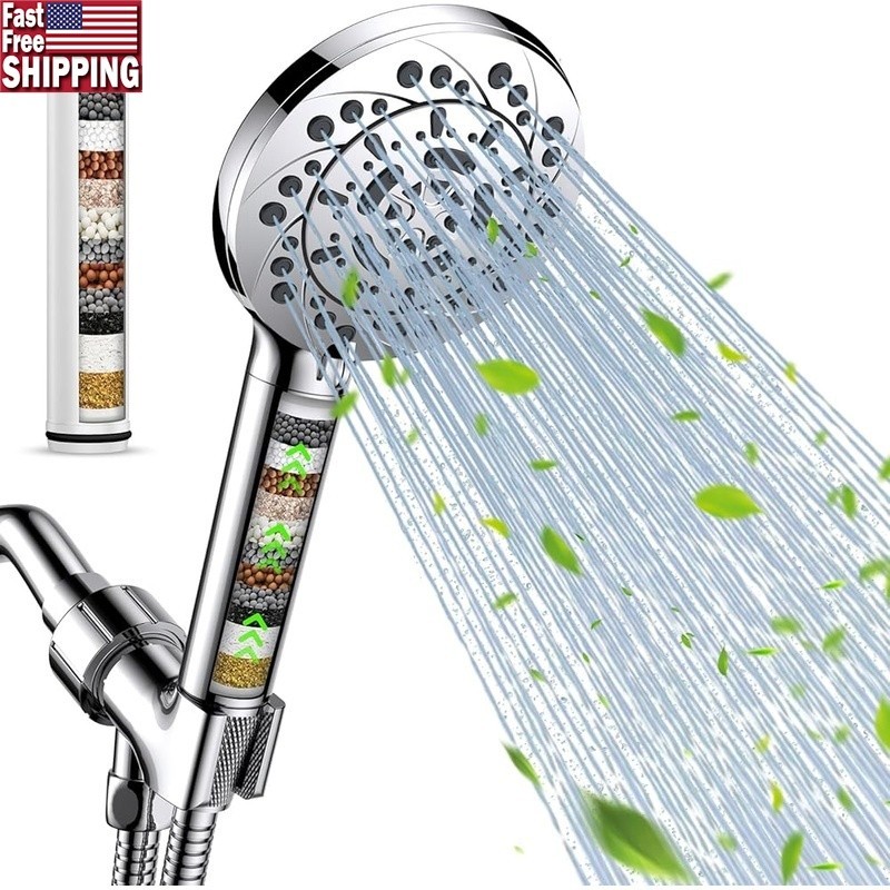 Filtered Shower Head High Pressure 5 Spray Modes Eco-Friendly Easy Installation
