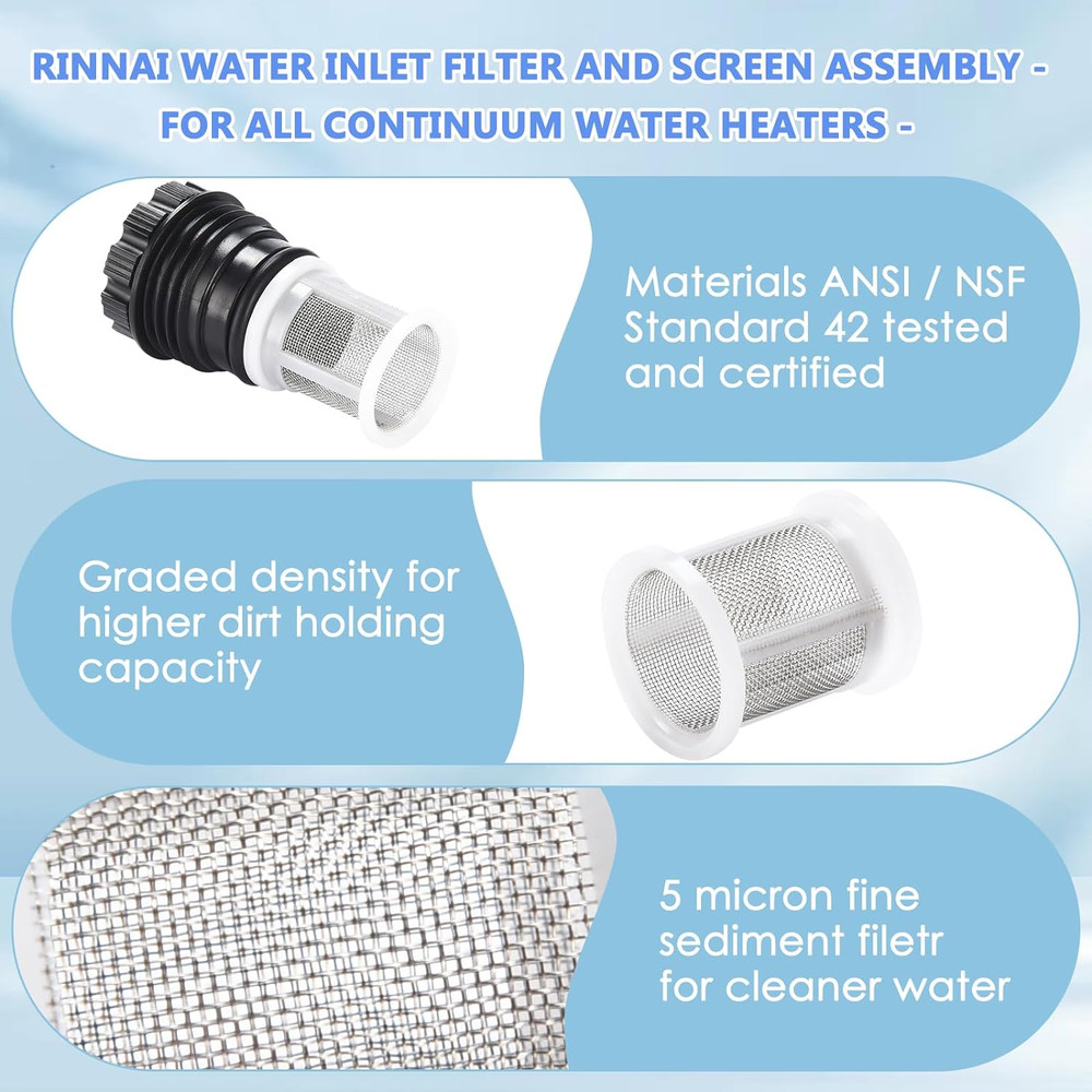 H98-510-S Tankless Water Heater Filter for Rinnai Tankless Water Heater (2 Tankl