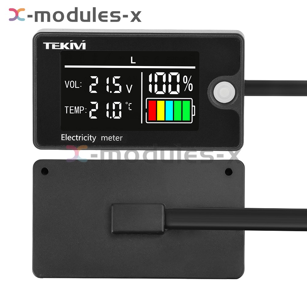 DC8-100V LCD Digital Battery Capacity Indicator Voltmeter w/ Temperature Display