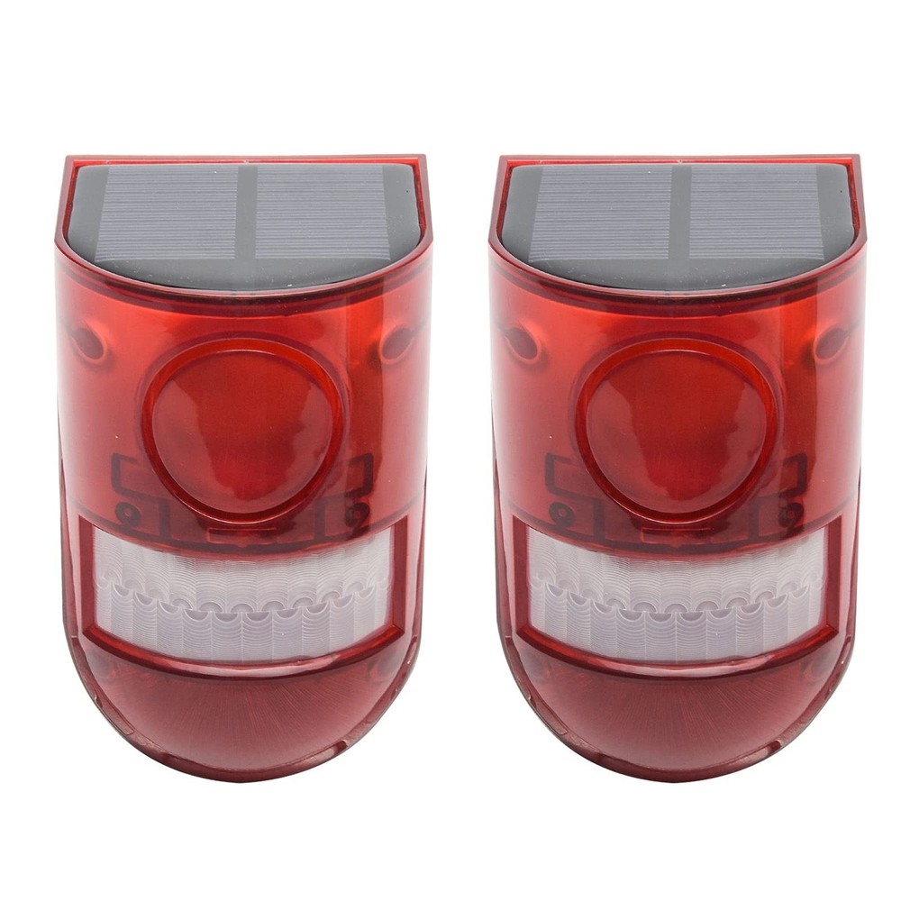 Solar Security Light Alarm,2Pack IP65 Waterproof PIR LED Motion Sensor Flashi...