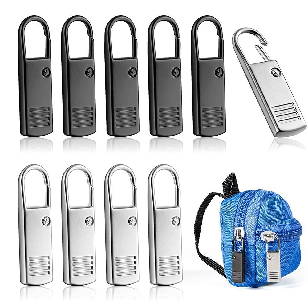 10Pcs Zipper Pull-Tab Replacement, Metal Zipper Puller Zip Slider Extender6843