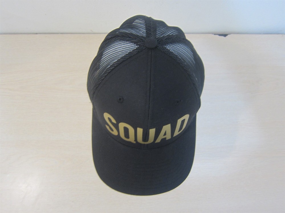 SQUAD ADJUSTABLE SNAPBACK TRUCKER/MESH HAT/CAP, BLACK/GOLD, WEDDING/PARTY