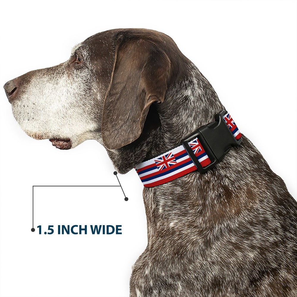 Plastic Clip Collar Hawaii Flag Continuous Repeat Medium 11-16.5"