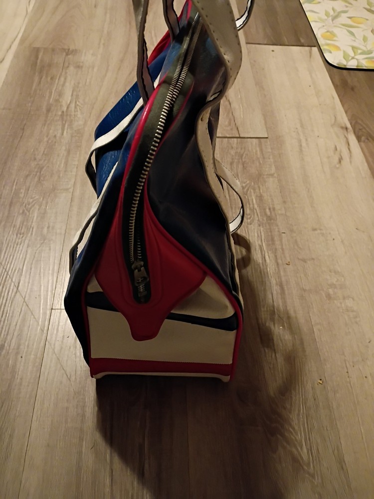 vintage bowling bag red white blue