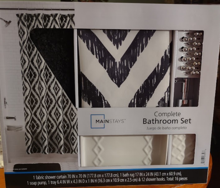 Mainstays Complete Bathroom Set-Black Diamonds