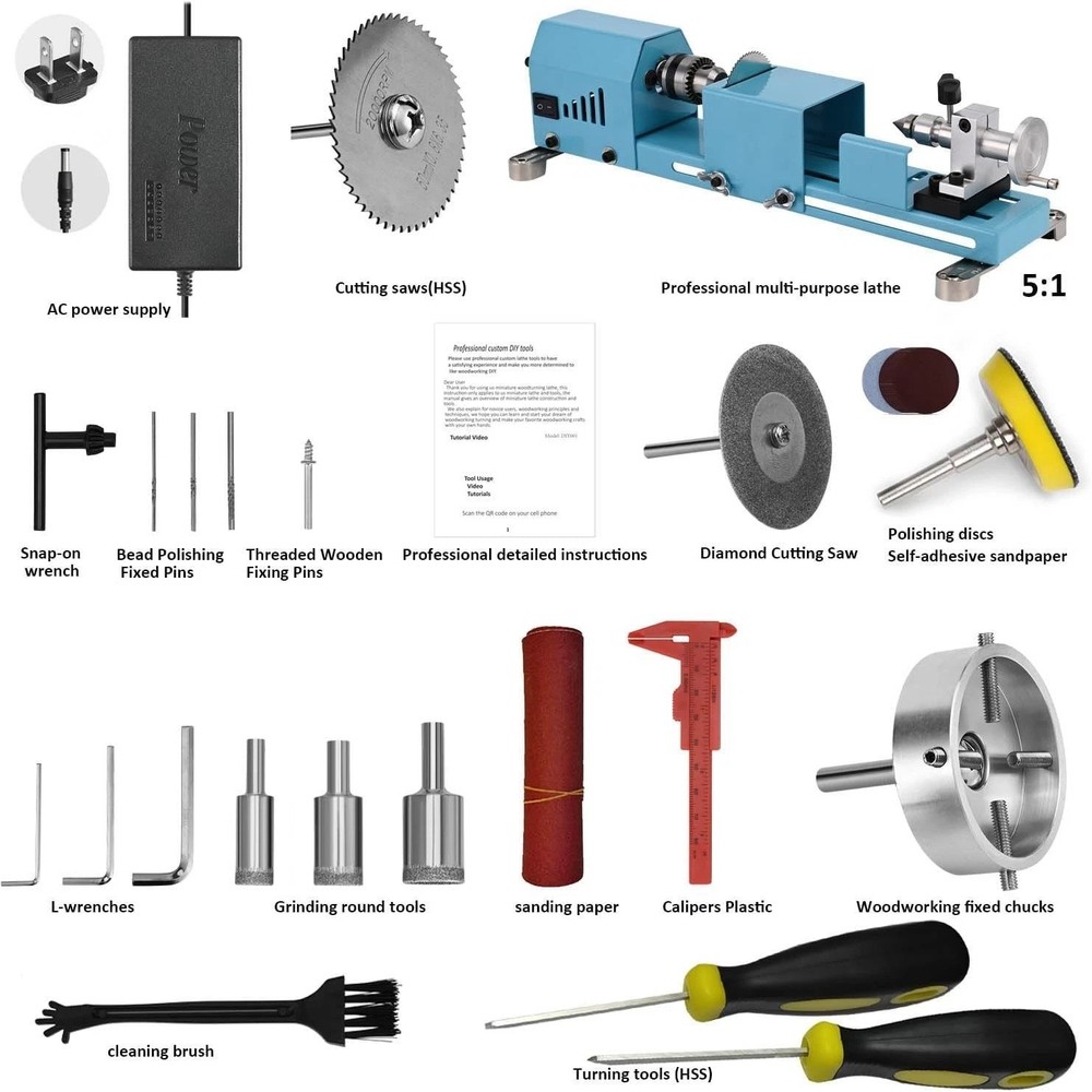 Mini Lathe Machine Multi-Purpose Lathe With Professional Tools Torno Para Mad...