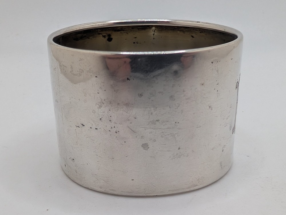 Antique German 800 Silver Napkin Ring "E" initial engraving, as is