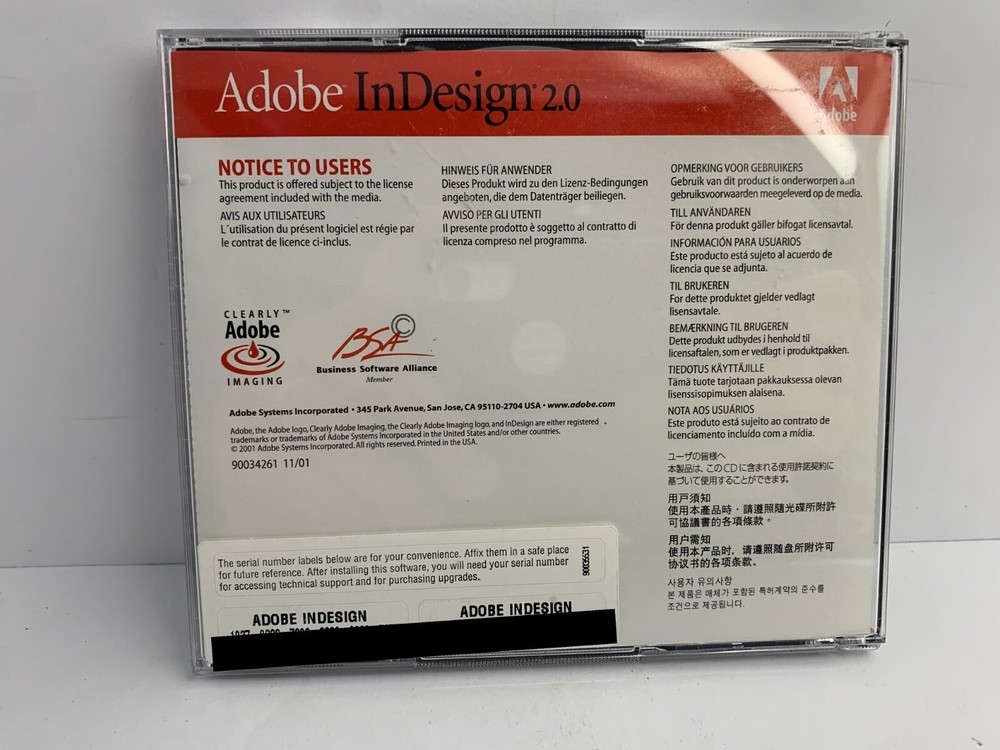 Adobe In Design 2.0 MAC UPGRADE Version w/ Serial Numbers