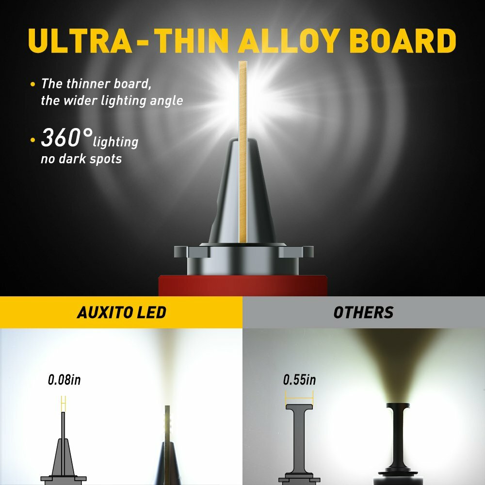 AUXITO H11 LED Headlight Kit Low Beam Bulb Super Bright 6500K CANBUS Free Return