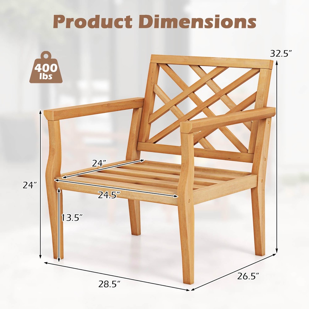 3PCS Patio Dinning Set End Table & Chiars Set of 2 w/ Cozy Backrest Solid Legs