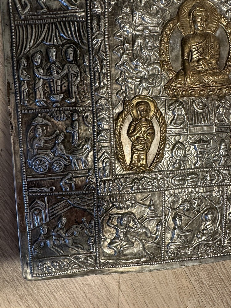 Handcrafted Brass Buddhist Embossed Panel