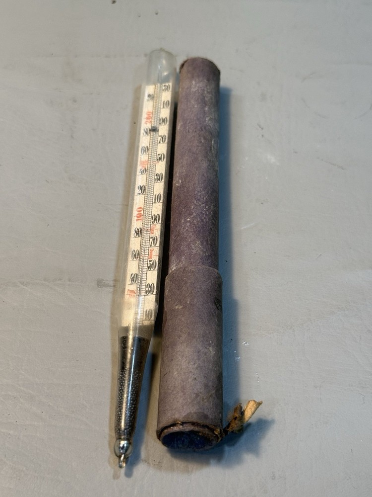 VINTAGE FLOATING DAIRY THERMOMETER WITH CASE
