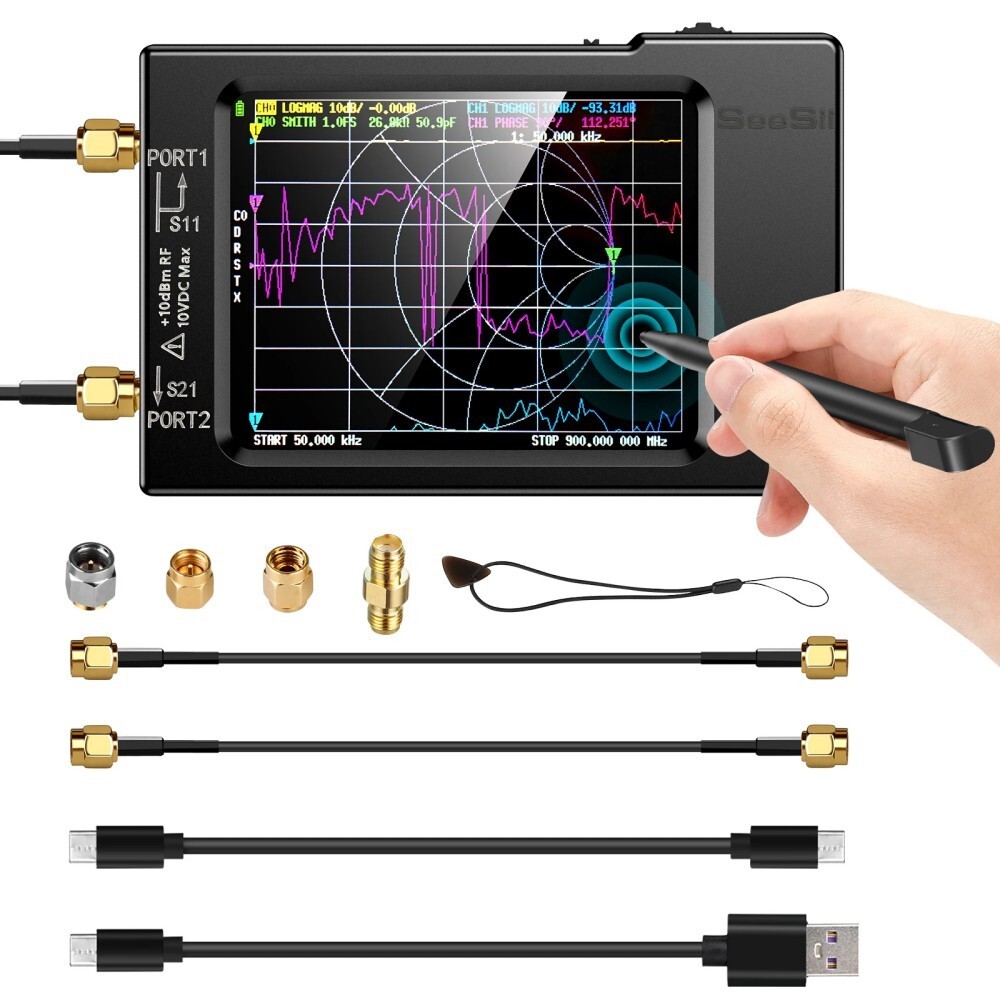 NanoVNA-H Vector Network Antenna Analyzer MF HF VHF UHF W/ Shell USB type-C