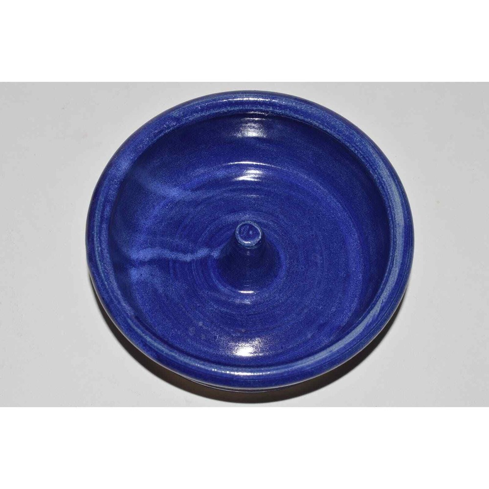 Cobalt Blue Pottery Apple Baker, Round Apple Baking Dish, Signed by Maker