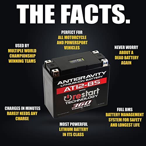 Antigravity AT12-BS Performance Lithium Motorcycle Powersport Battery with
