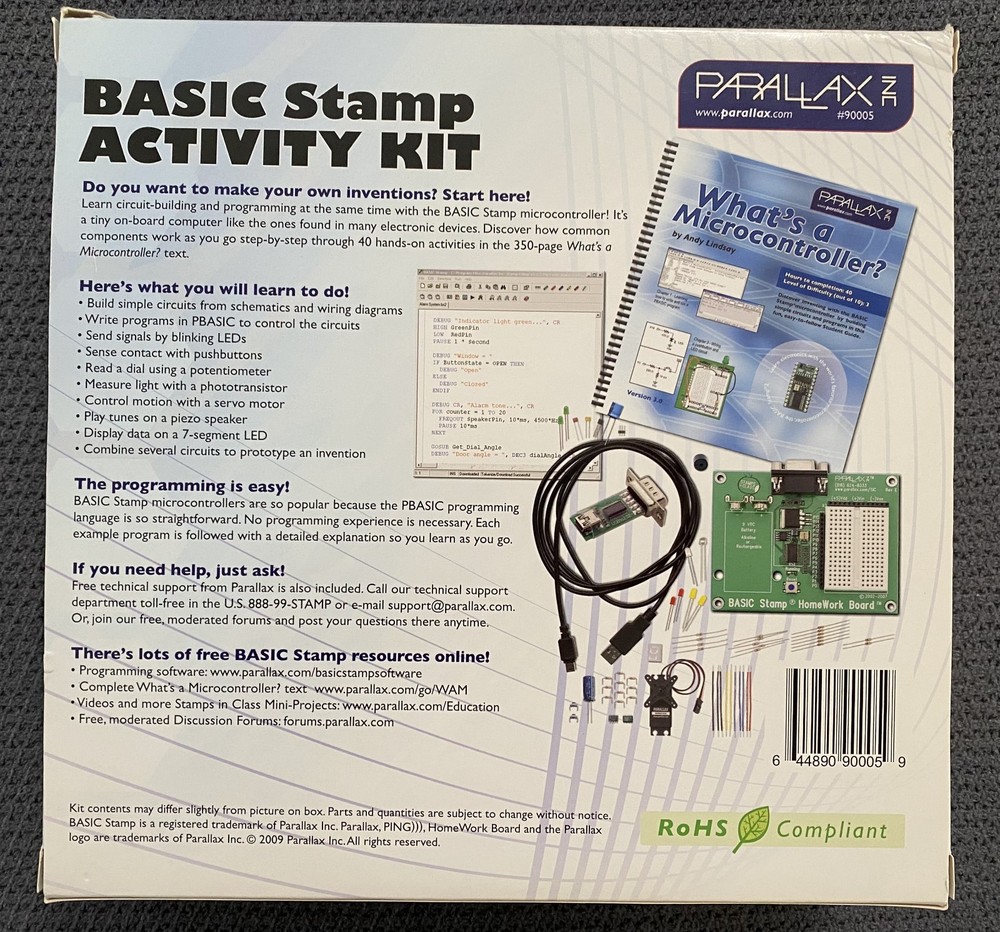 Parallax BASIC Stamp Activity Kit (COMPLETE) Programming Microcontroller Circuit