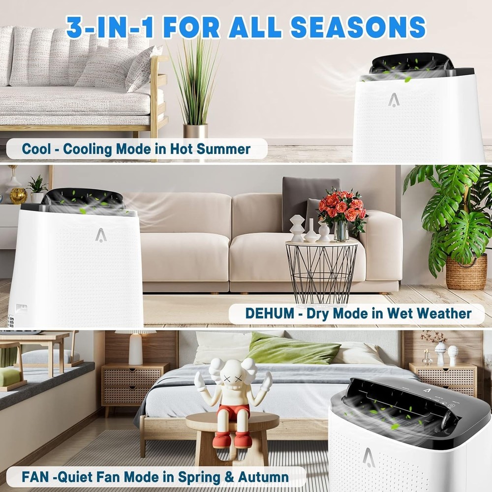 3-In-1 Smart Portable Air Conditioners, 14,000 BTU for Room Up to 750 Sq.Ft.