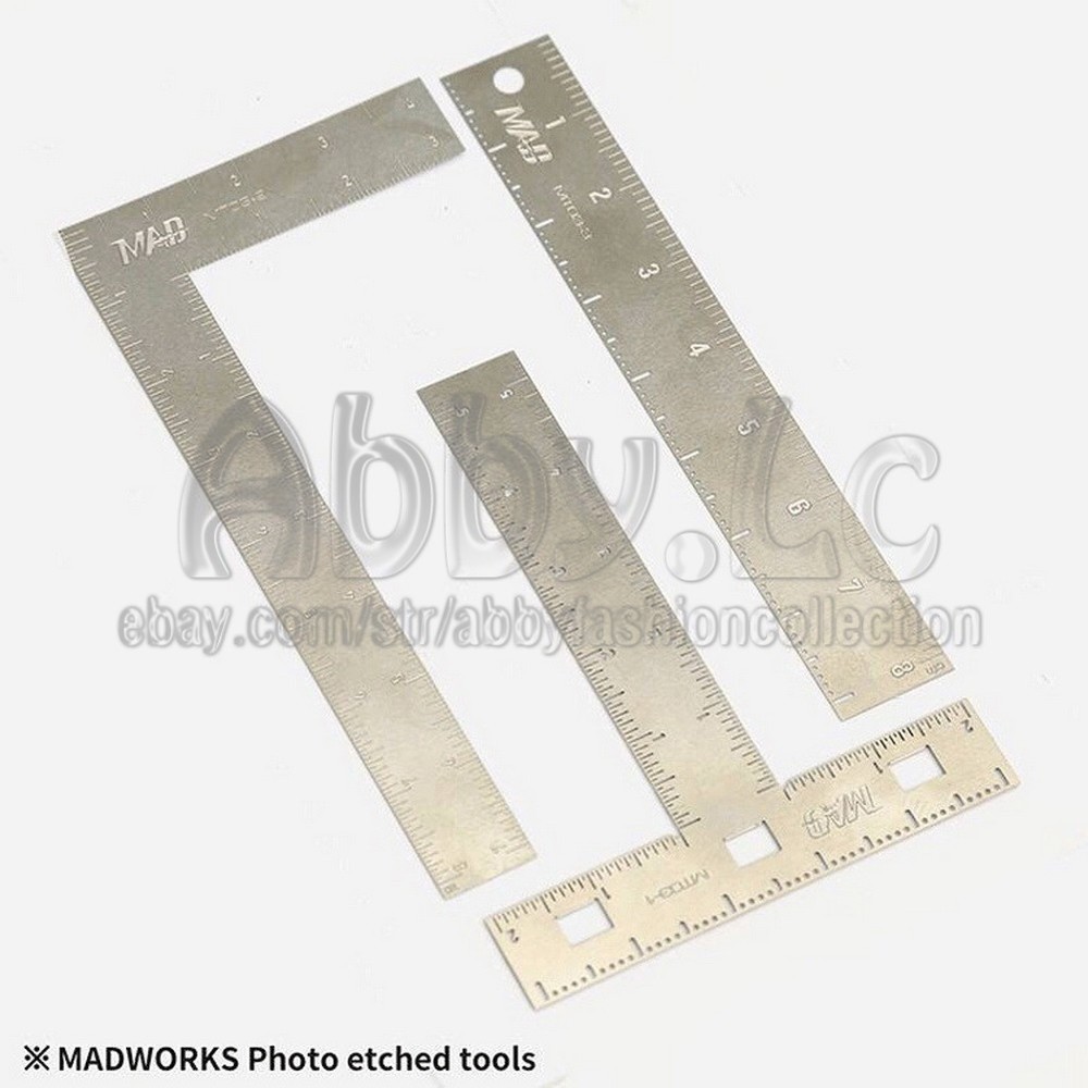 MADWORKS Etched Model Tool Scriber Chisel Cut Etch Guide Stencils T L Ruler MT03