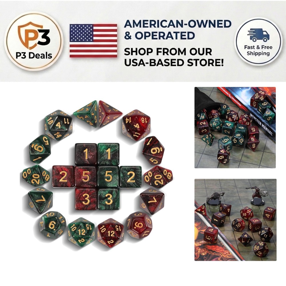 Double Color Polyhedral Dice Set - 22pcs Dungeons & Dragons Gaming Essential