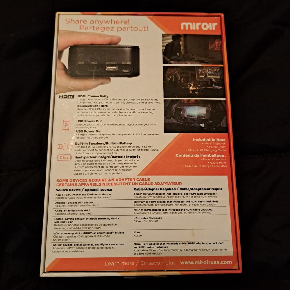 Texas Instruments Miroir M29 50'' Micro Projector with Open Box Element Series