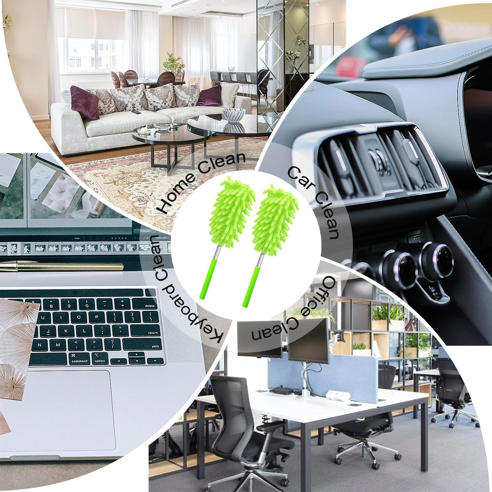 2 Pack Extendable Microfiber Feather Duster for Cleaning, Washable Dusters