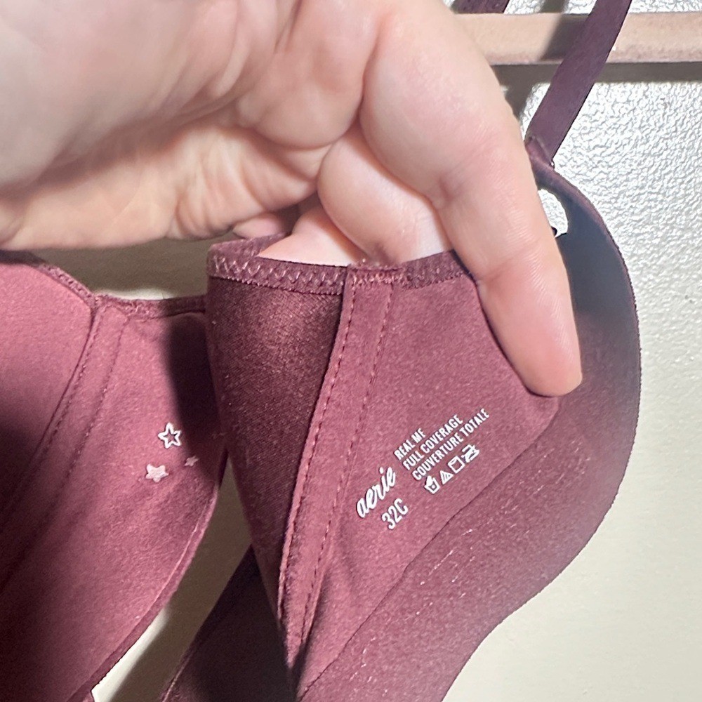 Aerie Maroon Full Coverage Wireless Bra | 32C