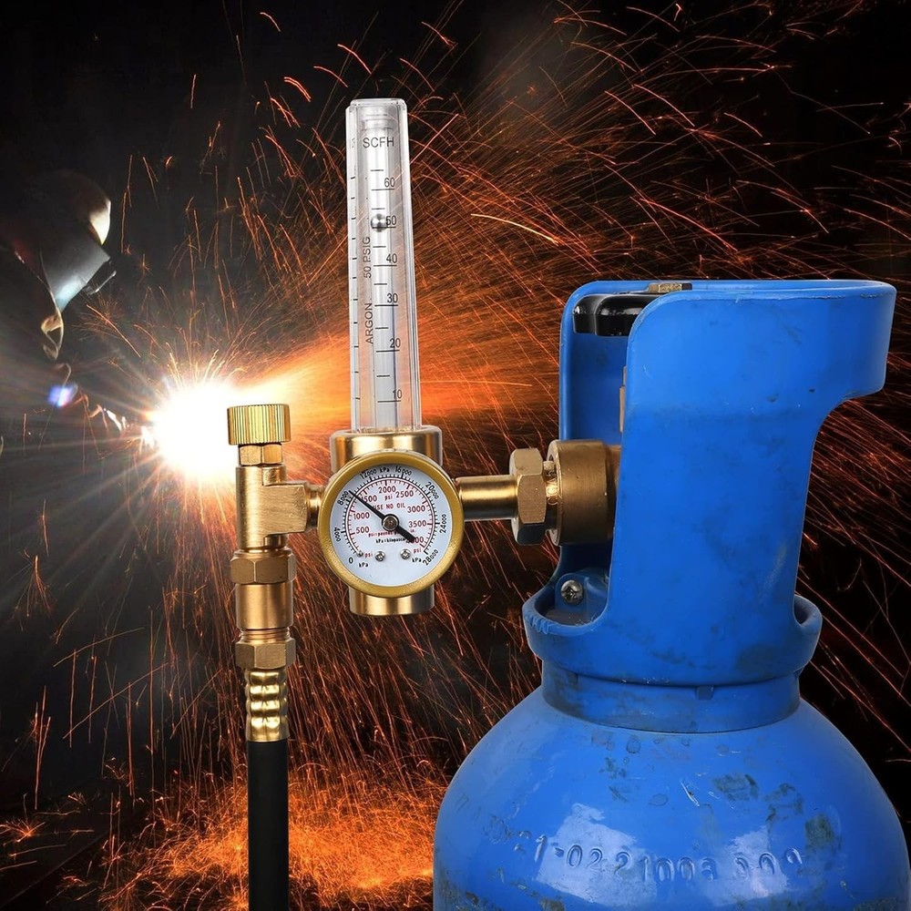 Precision Argon/CO2 Welding Regulator with Adjustable Flow & Pressure Gauge