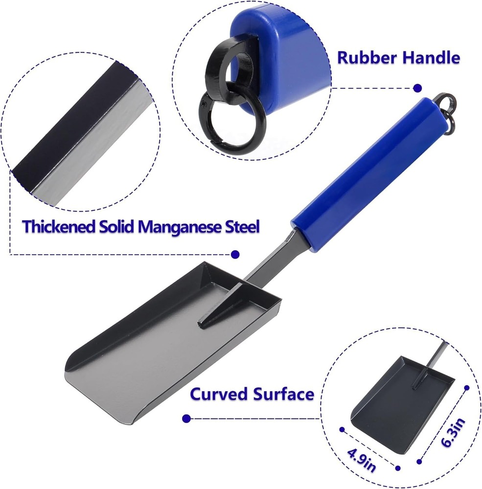 15-inch fireplace ash shovel – solid iron multi-purpose shovel