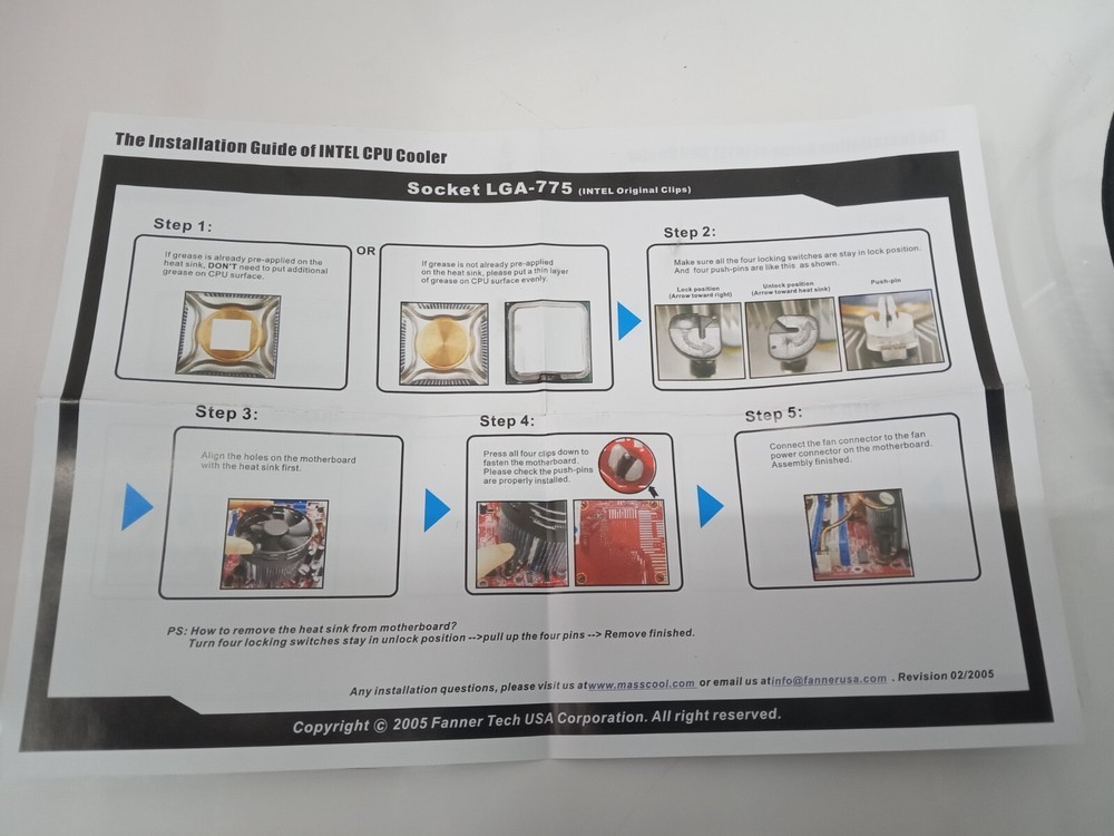 MASSCOOL 8W553B1M3 CPU FAN COOLER