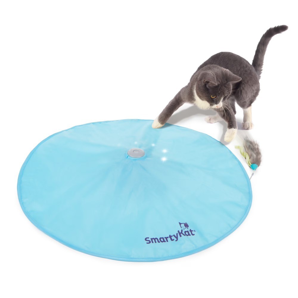 Interactive Electronic Motion Activated Cat Toy with Flickering Light and Faux