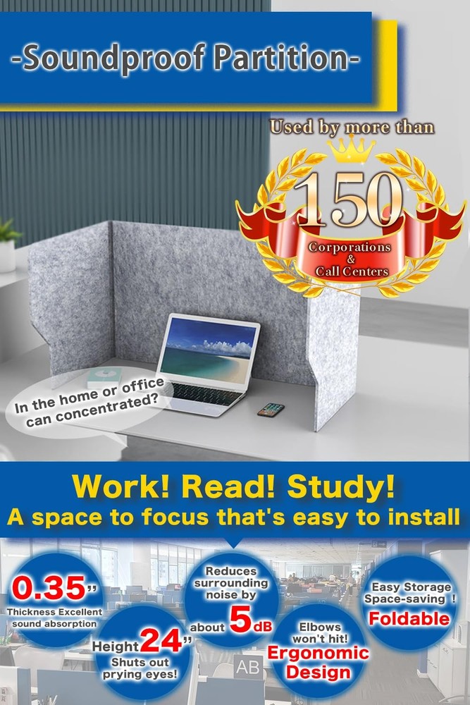 Desk Partition Desk Privacy Panel Desk Divider, Reduce Noise and Visual Distr...