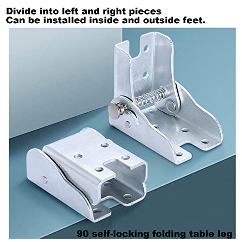 90°Self-Locking Hinge Leg Accessories，Table Leg Hinges Folding Silver-2 pcs