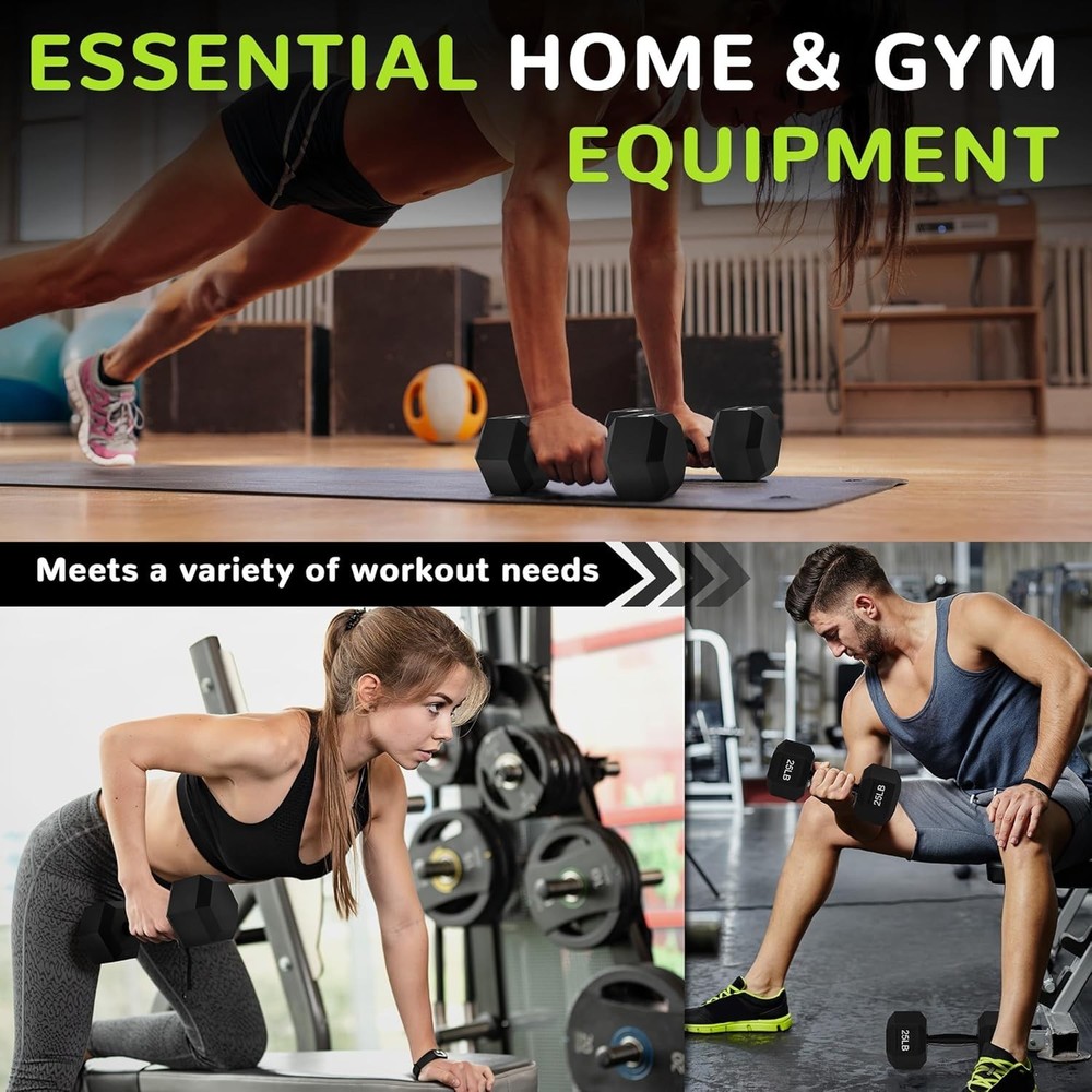 25lb Solid Cast Iron Rubber Encased Dumbbell with Secure Grip for All Workouts