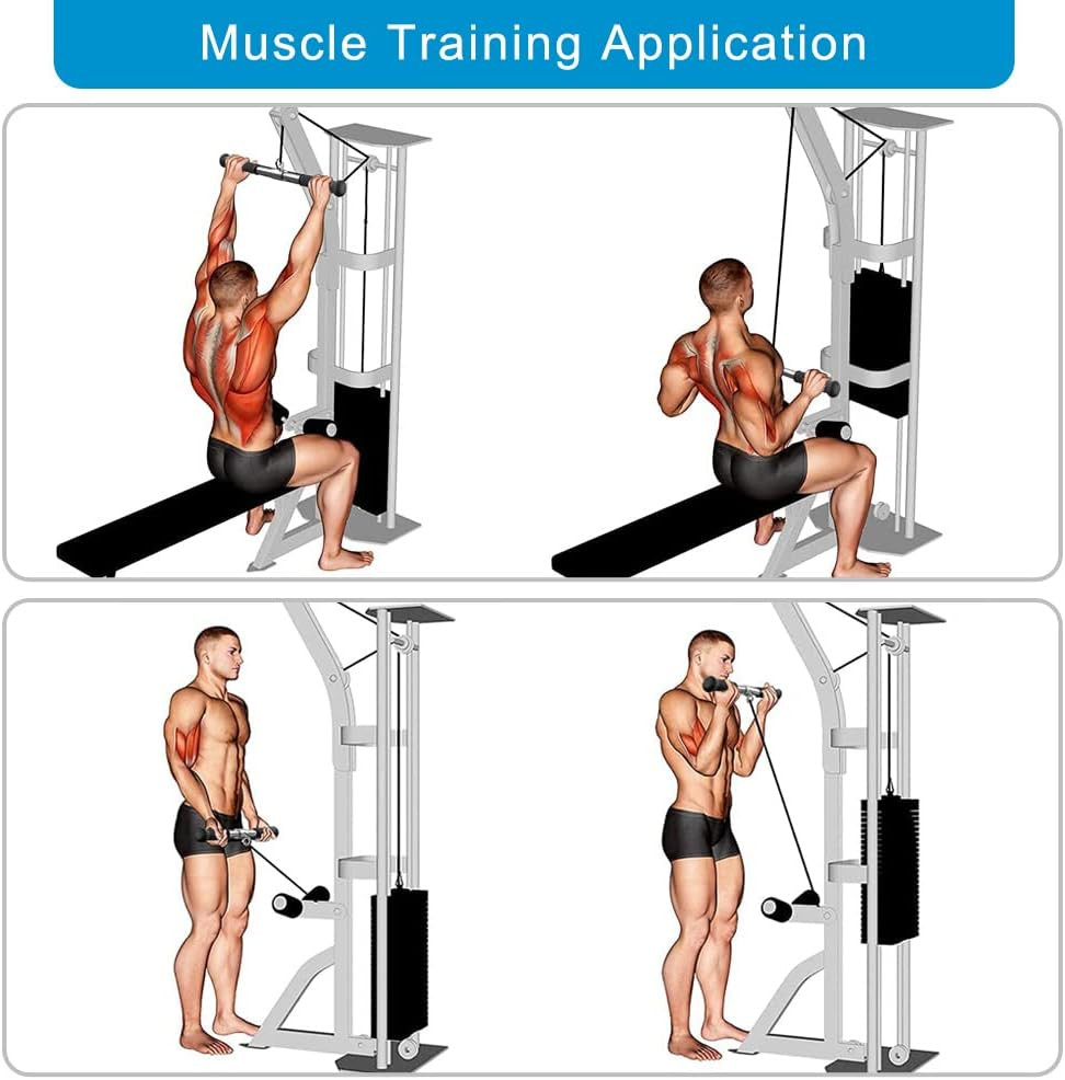 Rotating Straight Bar, Tricep Rope, Double D Row Handle, Rotating V Handle, C...