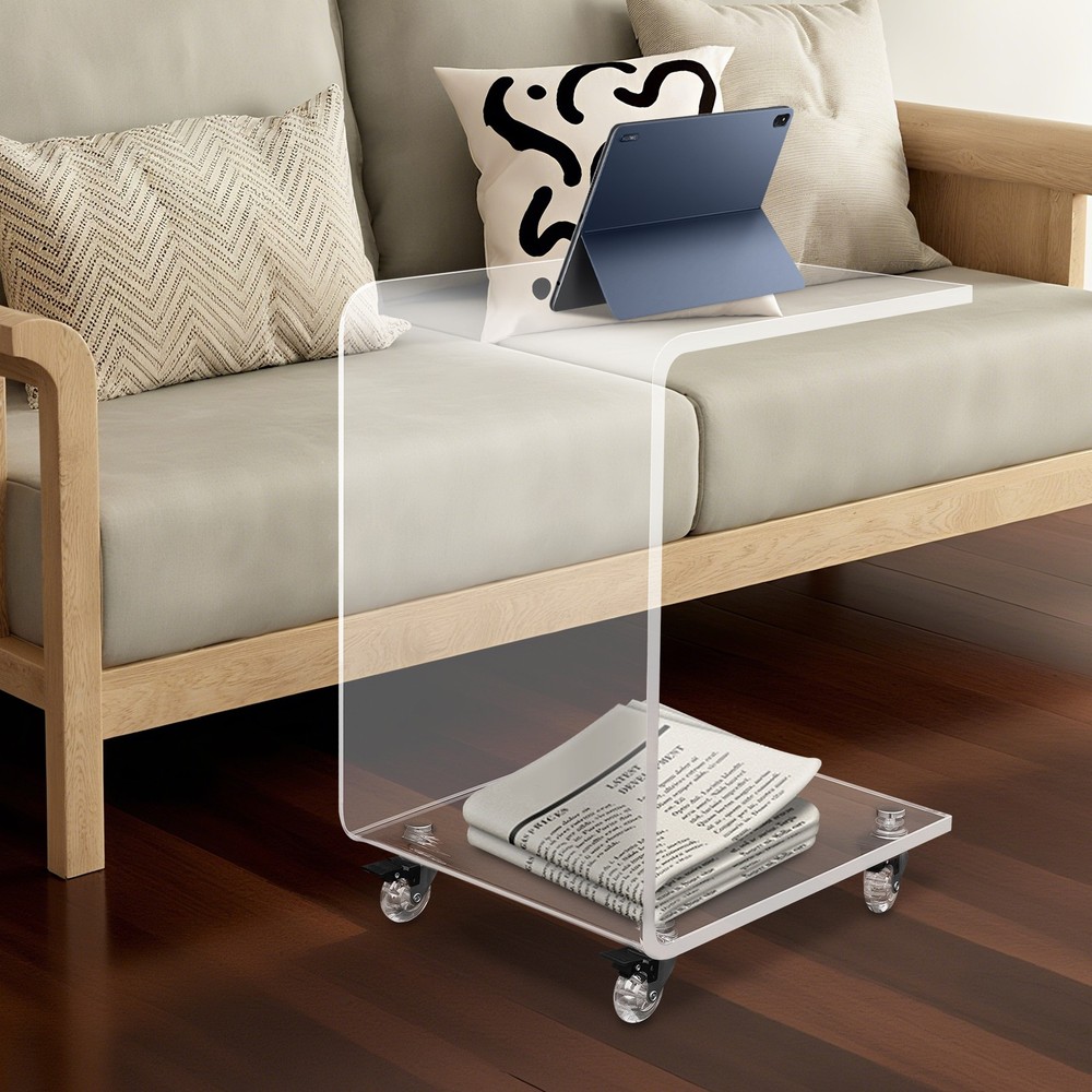 Modern C-shaped Side Table Acrylic End Table Couch Side Table, Bedside Table