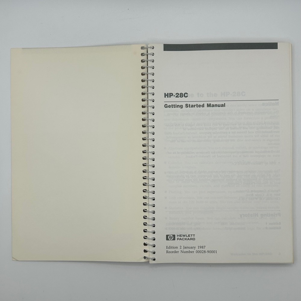 VTG Hewlett Packard HP-28C Reference & Getting Started Manuals