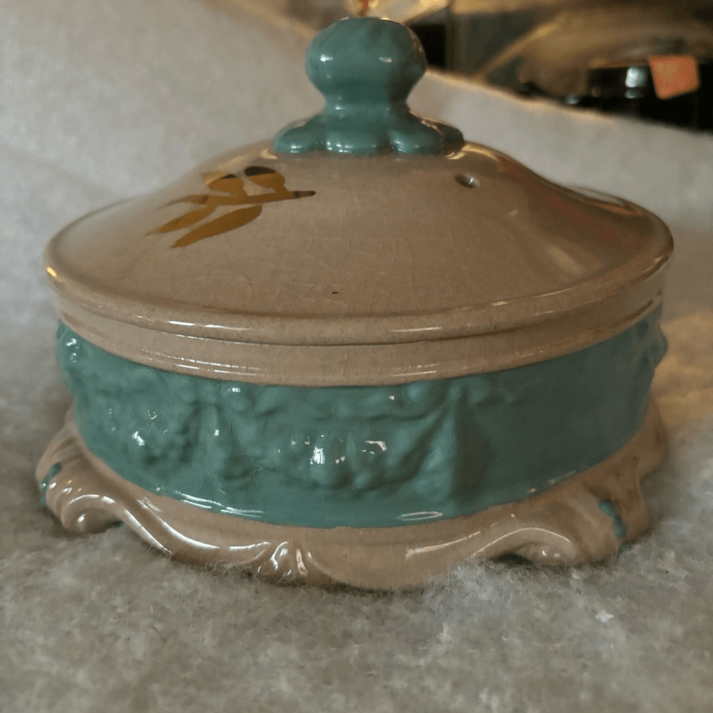 Vintage Covered Pottery Bowl