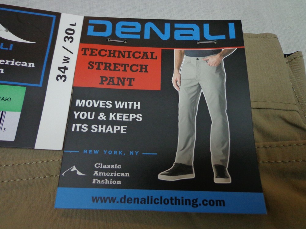DENALI Delta Khaki Technical Stretch Pants NWT 34/30 MSRP $54