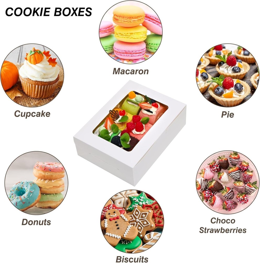 Foldable 12ct Cookie Boxes with Clear Window - Versatile Baking Essentials