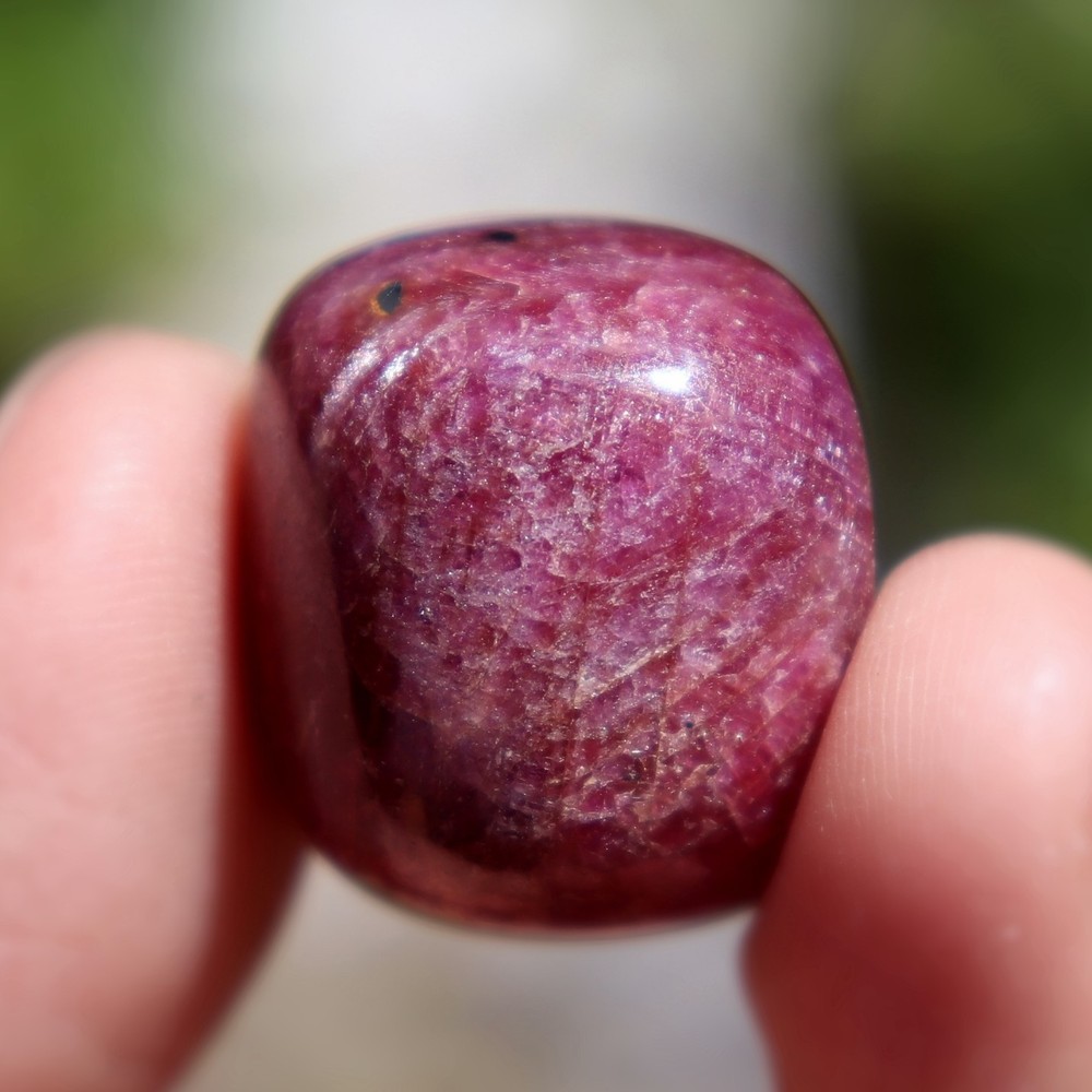 Tumbled Stone: Ruby, Red Corundum from India, Fluorescent (RUB53)