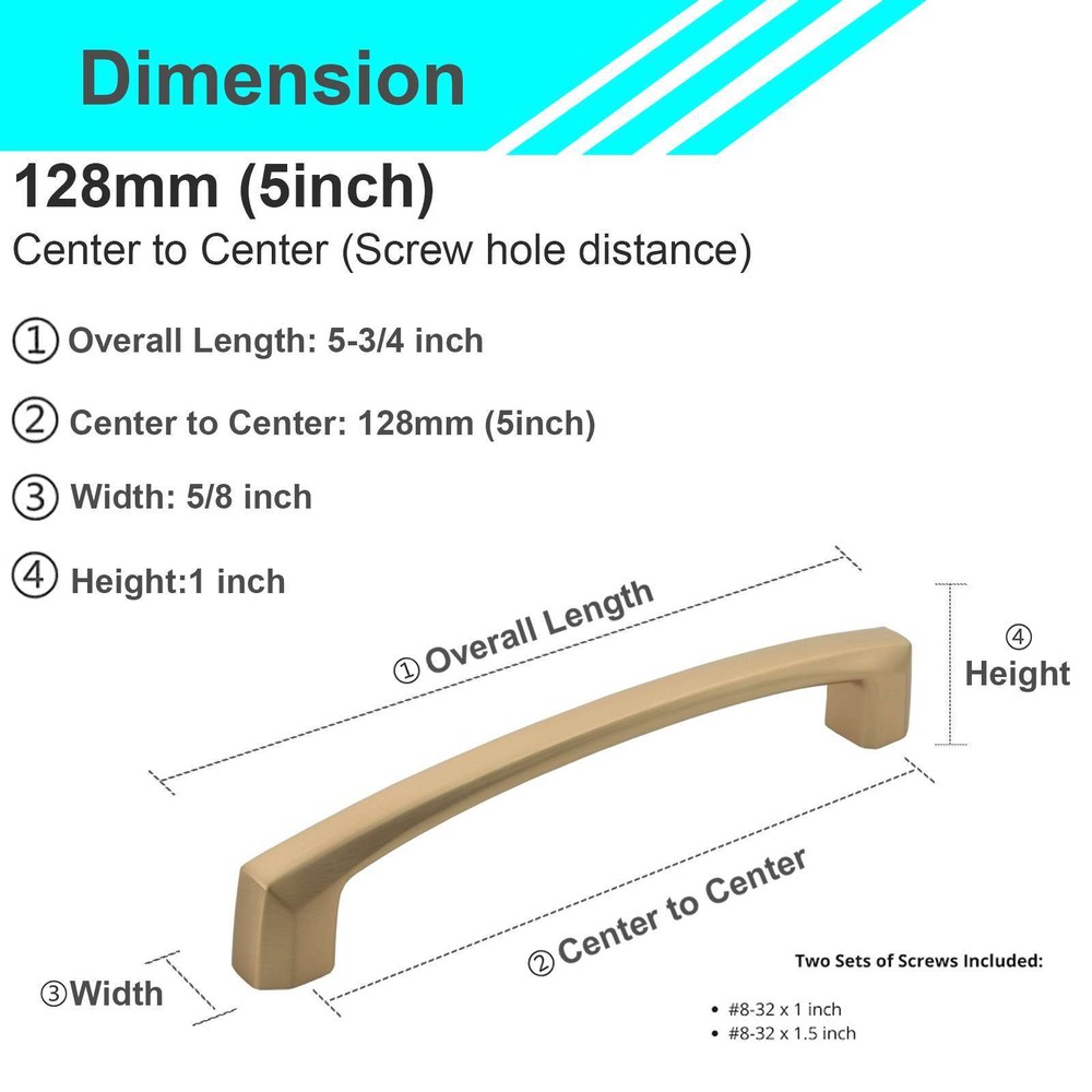Solid Brushed Champagne Gold Modern Cabinet Pulls Handle Kitchen Bathroom Drawer