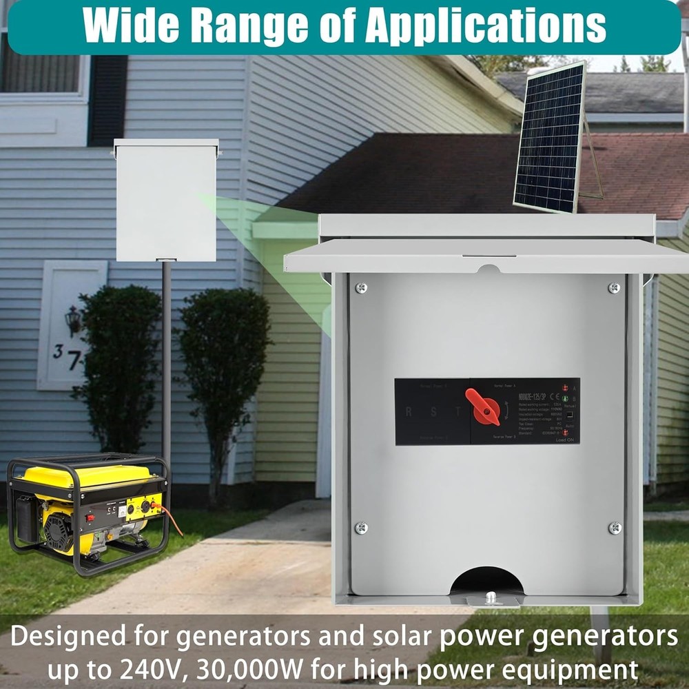 Automatic Transfer Switch, 125 Amp 3 Pole Auto Transfer Switch for Home Generato