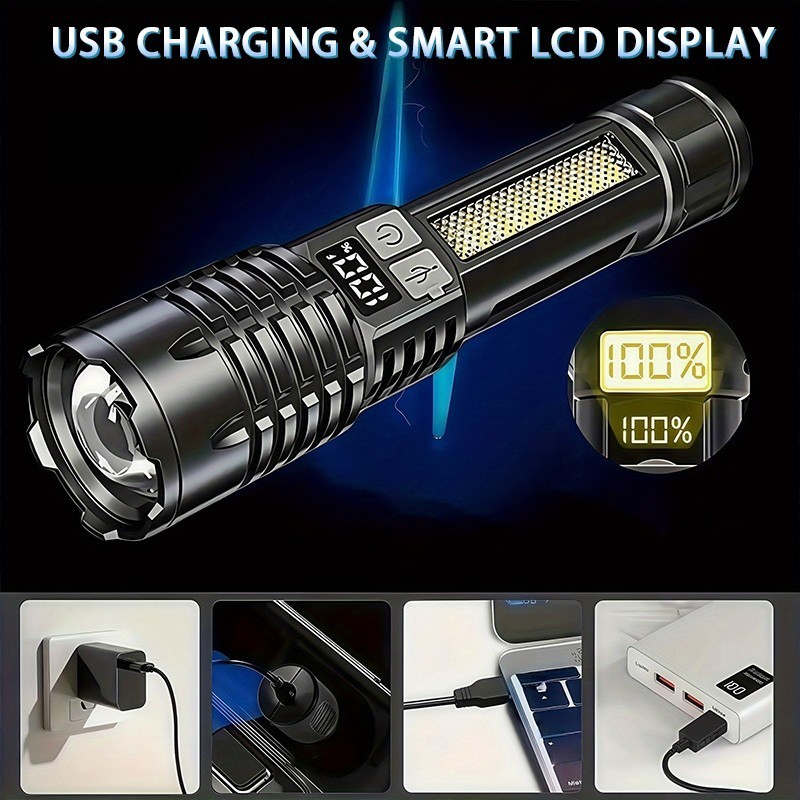 99000000 Lumen Super Bright LED Tactical Flashlight Rechargeable LED Work Lights