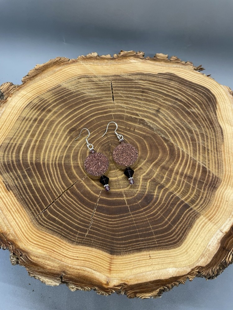 Upcycled Wine Cork Earrings-Handmade