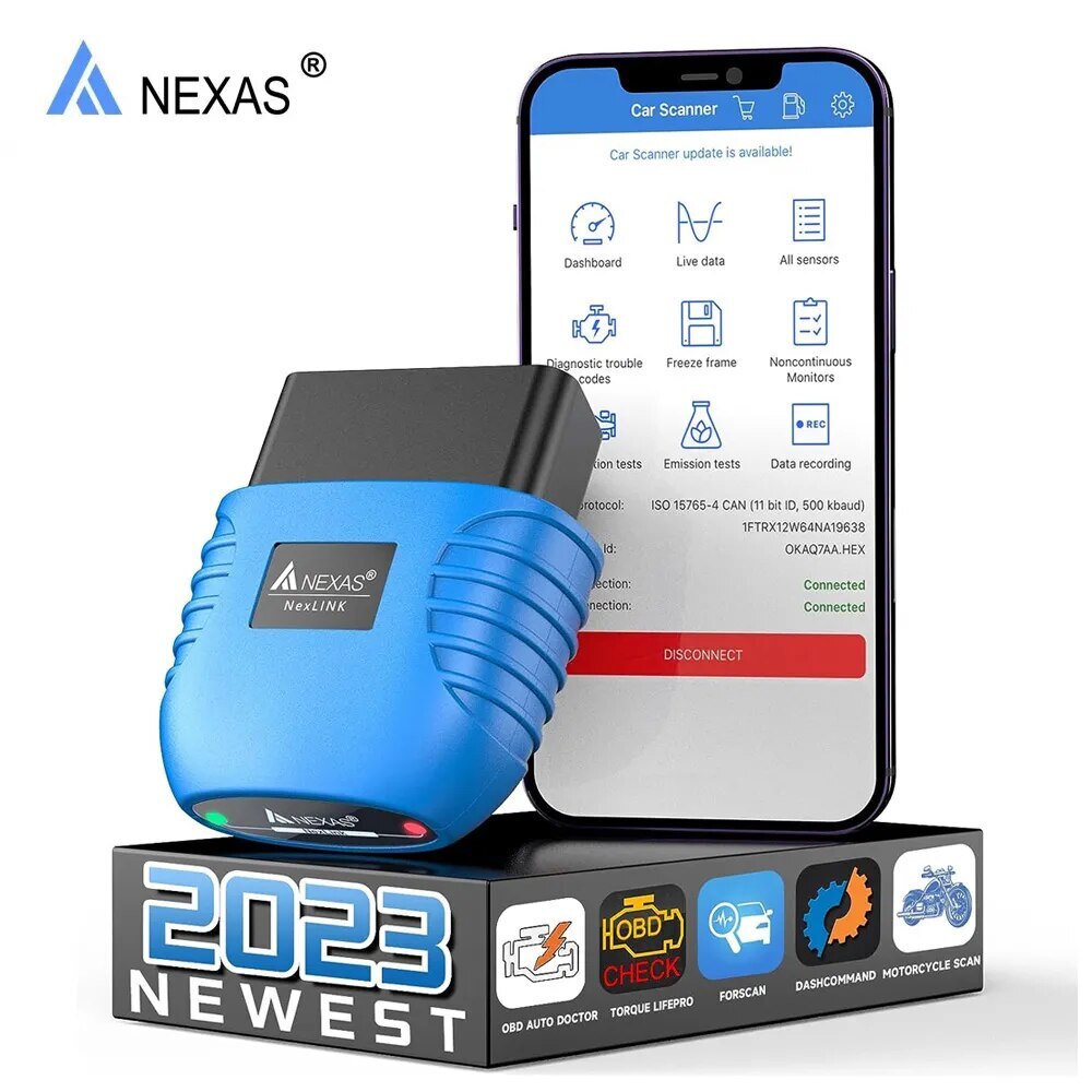 NEXAS NexLink Bluetooth 5.0 OBD2 EOBD Diagnostic Tool Scanner for iOS Android