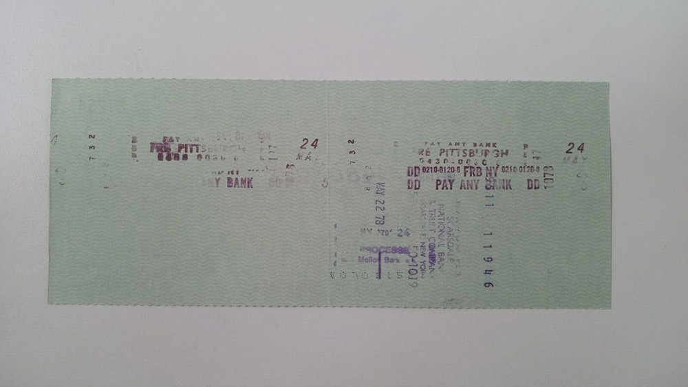 Commodity Quotations Inc.: 1978 Pittsburgh Pirates Expense Check
